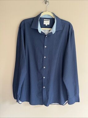 CON.STRUCT Slim Fit 4 Stretch Navy Button-Down Dress Shirt size XL